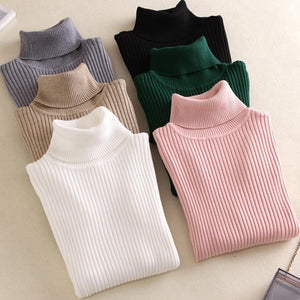 On Sale 2019 Autumn Winter Women Knitted Turtleneck Sweater Casual Soft Polo-Neck Jumper Fashion Slim Female Elasticity Pullovers