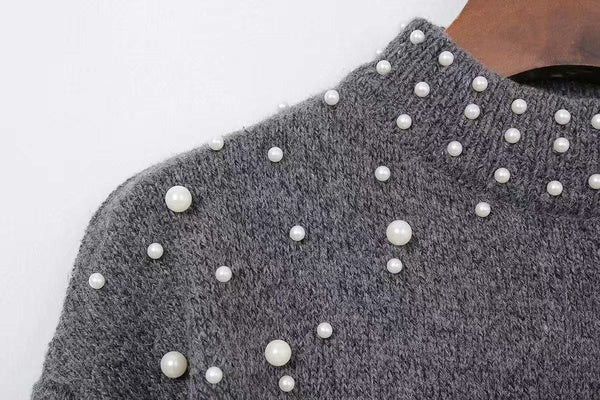 New fashion pearl decorative casual sweater autumn and winter 2020 collection