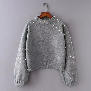 New fashion pearl decorative casual sweater autumn and winter 2020 collection