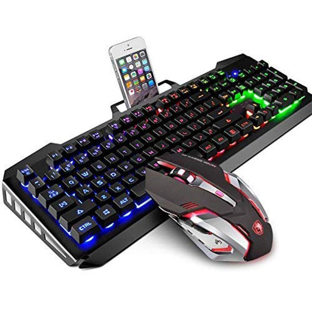 Keyboard with Colorful Lights and Mouse with 4 Adjustable DPI