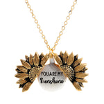 Sunflower female Gold Silver Open Engrave letter Necklaces