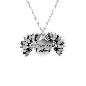 Sunflower female Gold Silver Open Engrave letter Necklaces