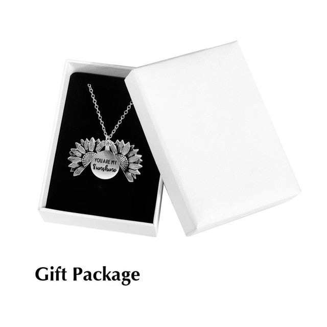 Sunflower female Gold Silver Open Engrave letter Necklaces