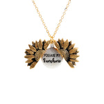 Sunflower female Gold Silver Open Engrave letter Necklaces