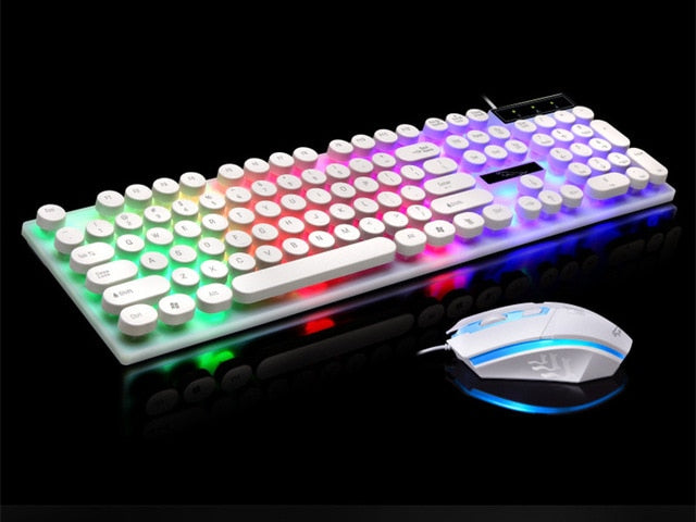 Keyboard with Colorful Lights and Mouse with 4 Adjustable DPI