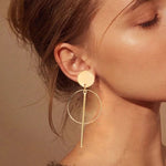 Simple fashion gold color Silver geometric big round earrings for women