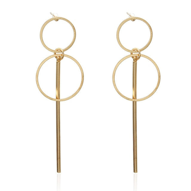 Simple fashion gold color Silver geometric big round earrings for women