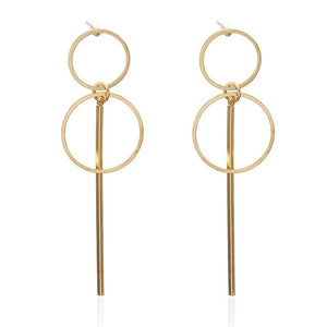 Simple fashion gold color Silver geometric big round earrings for women