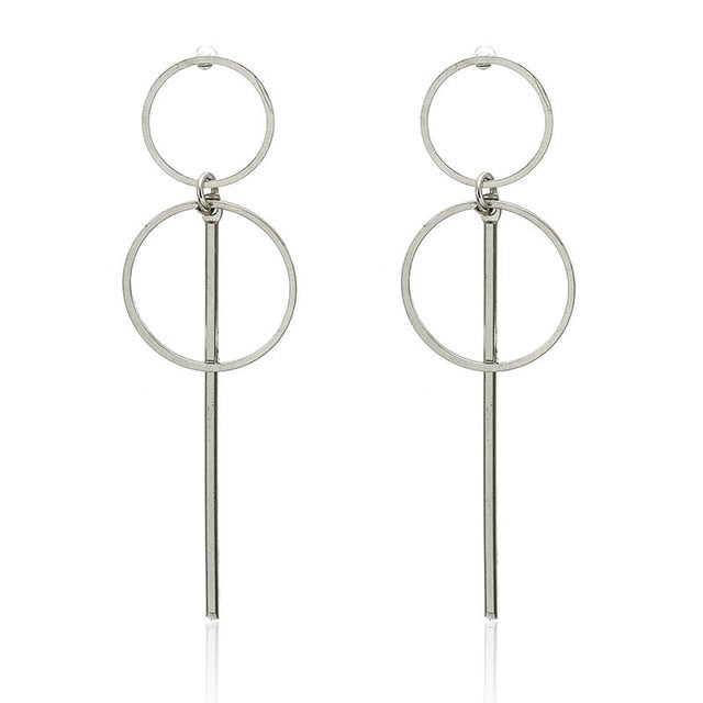 Simple fashion gold color Silver geometric big round earrings for women