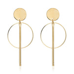 Simple fashion gold color Silver geometric big round earrings for women