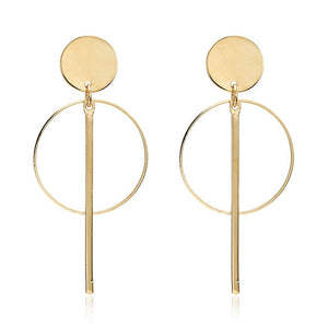 Simple fashion gold color Silver geometric big round earrings for women