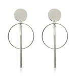 Simple fashion gold color Silver geometric big round earrings for women