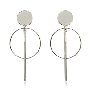 Simple fashion gold color Silver geometric big round earrings for women