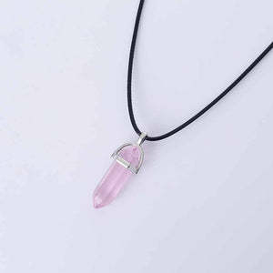 Natural Stone Bullet Pink Crystal Pendant Necklace For Women Jewelry